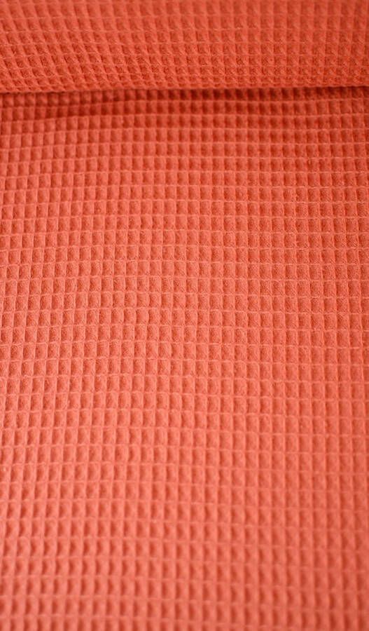 Wafelkatoen uni oranje 1 meter modestoffen voor naaien stoffen