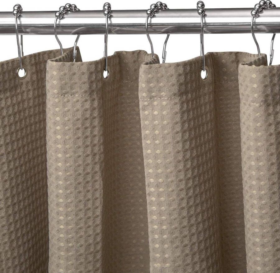 Wafelstof Douchegordijn met Metalen Douchegordijnringen Stoffen Textiel Badgordijn Anti-schimmel Badgordijnset Waterdicht Zwaar Douchegordijn voor Badkamer 180 x 200 cm