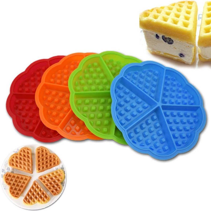 Wafelvorm Wafel Non-stick Siliconen Vorm Siliconen Wafelvorm 4 Stuks Hartvormige Siliconen Wafelijzer Bakvorm 5 Holten Pannenkoek Muffin Vorm
