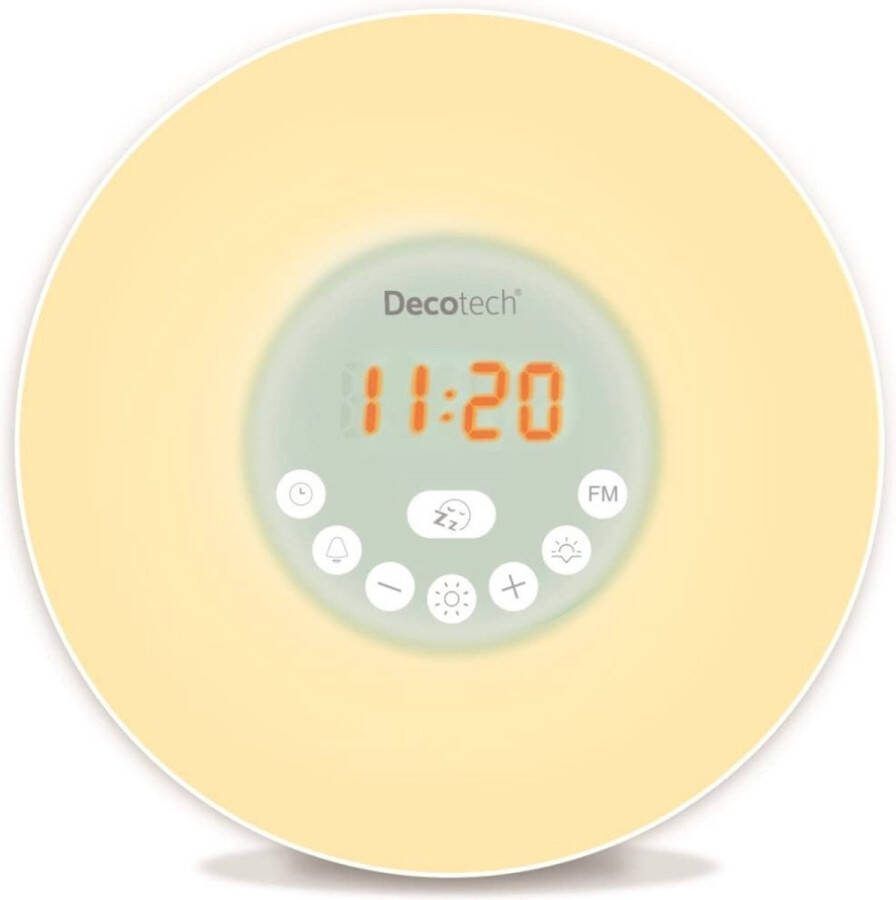 Onirique Wake Up Light Kleurrijke Zonsopgangwekker Wekker Wake-up Light FM Radio Nachttafellamp Zonsopgang Zonsondergang 6 Natuurgeluiden Snooze Nachtlichtje