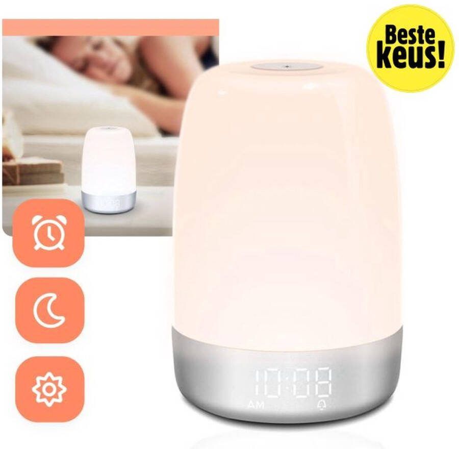 Wake Up Light Slaaptrainer Leeslamp Bedlamp Kinderen Digitale Alarmklok Slaapwekker Leeslampje Wekkerradio Wekker met Licht Meerdere Kleuren Rust Rustgevend Slapen Kalmerend