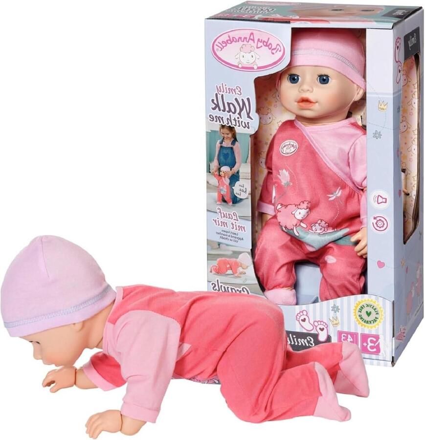Walk with Me 710623-43cm Pop Roze Romper Hoed Realistische Kenmerken Inclusief Batterijen Geschikt voor Kinderen 3+ Jaar
