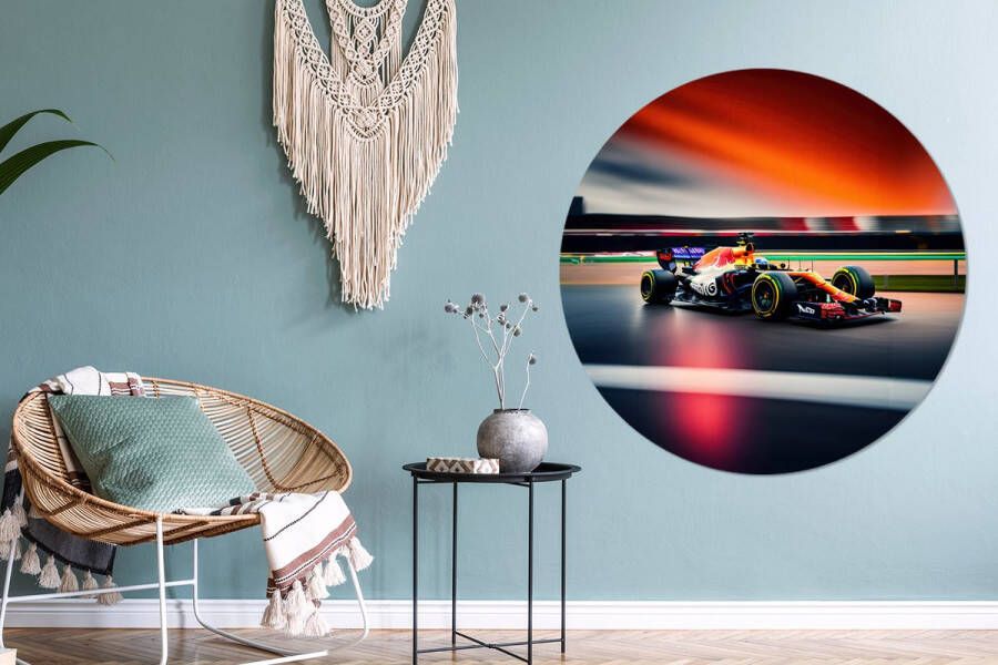 WallCircle Wandcirkel Muurcirkel Binnen Auto Formule 1 Circuit Raceauto 140x140 cm Wanddecoratie Ronde Schilderijen