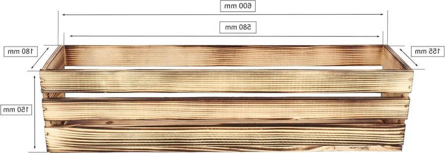Wamat kruidenbak van hout lange balkonbloembak 600 x 180 x 150 mm gebrand planter box