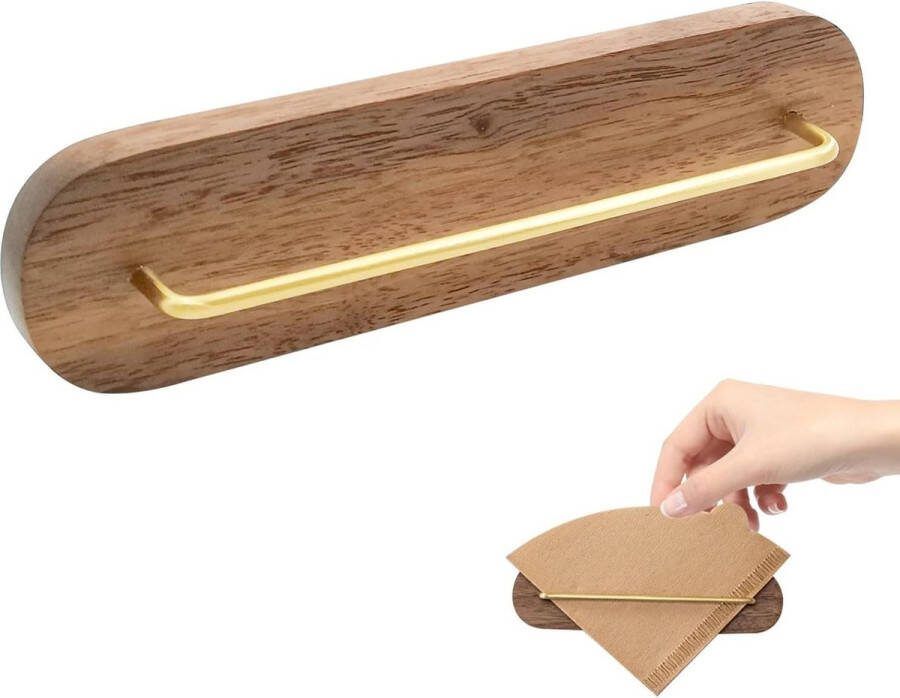 Wand Koffiefilterhouder Eenvoudige Filterzakhouder Wandwalnootstijl Universeel Conische Ventilatorfilter Zelfklevend Geschikt voor Koffiebar Thuis Kantoor koffiefilterhouder