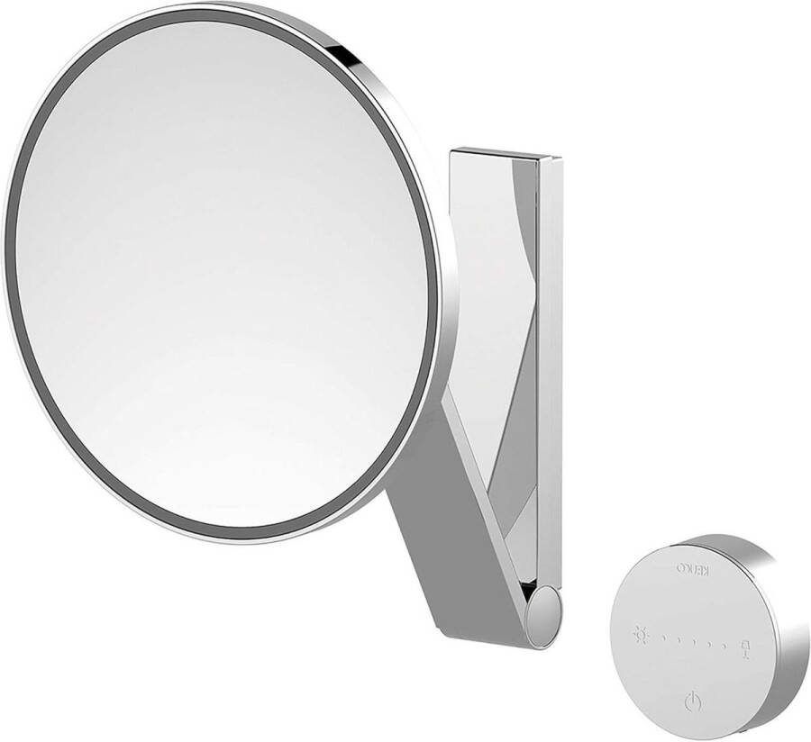 Wand-Make-Up-Spiegel met zwenkarm LED-verlichting 5-voudige vergroting en inbouwkabelgeleiding Ø 212cm rond chroom Cosmetische spiegel iLook_Move verlichte make-up spiegel scheerspiegel wandmodel