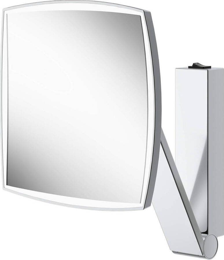 Wand-Make-Up-Spiegel met zwenkarm LED-verlichting 5-voudige vergroting tuimelschakelaar 20 x 20 cm hoekig chroom tuimelschakelaar Cosmetische spiegel iLook_Move Verlichte Make-Up Spiegel scheerspiegel wandmodel