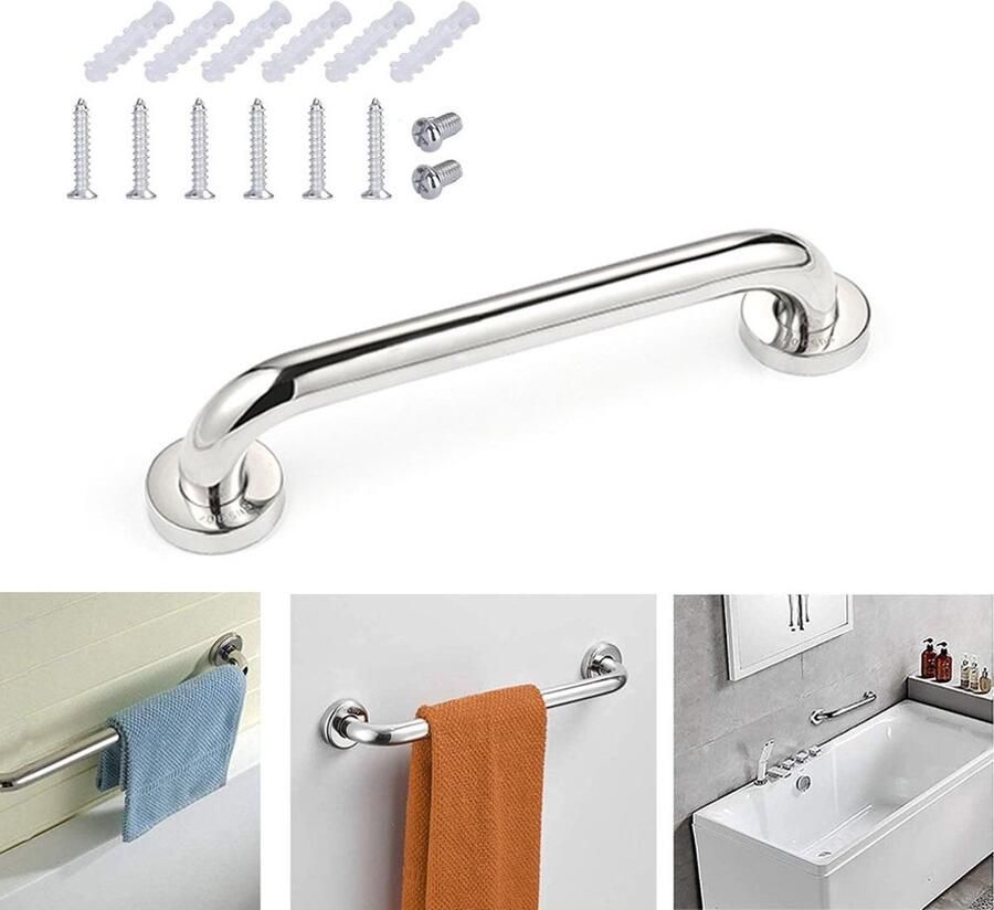 Wandbeugel Extra Grip 25cm Handgreep Wandgreep Voor Badkamer Douche Toilet Toiletbeugel Badgreep Douchegreep Non-Slip Grab Bar Keuken Trap Handgreep Keukenkastjes Veiligheidsgreep Inclusief Schroeven