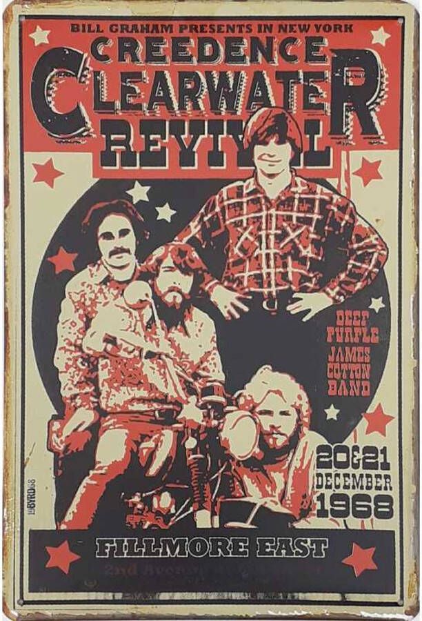 Wandbord Concert Bord Creedence Clearwater Revival 1968