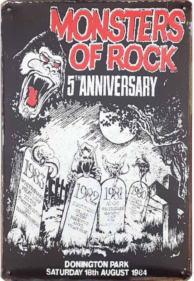 Wandbord Concert Bord Monsters Of Rock 5th Anniversary 1984