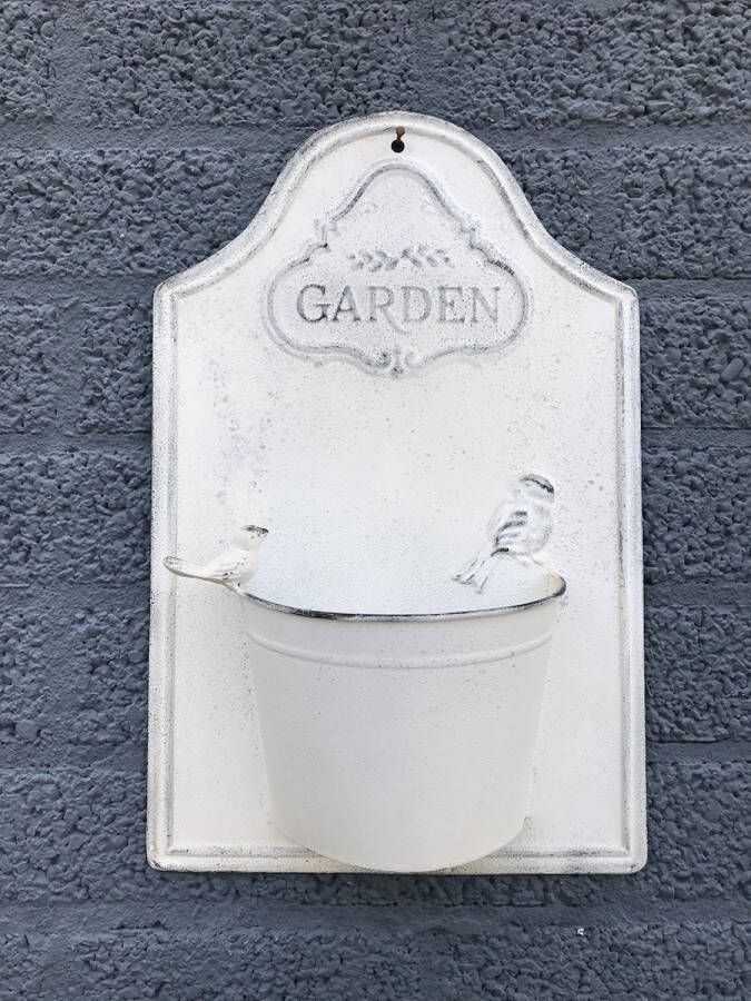 ETW Wandbord Garden met Bloembak Metaal Wanddecoratie