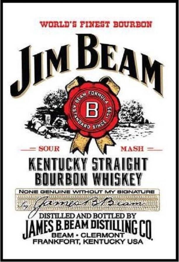 Wandbord Jim beam white label -30x40cm