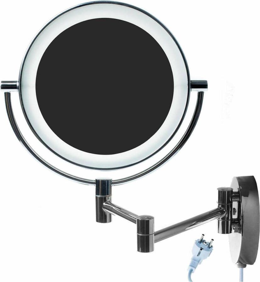 Wandcosmeticaspiegel 85 Inch Cosmetische Spiegel 10x Vergroting Verlichte Dubbelzijdig Make-up Spiegel Scheerspiegel Badkamerspiegel Verstelbare Arm Metaal Verchroomd KXD3129-10x scheerspiegel wandmodel