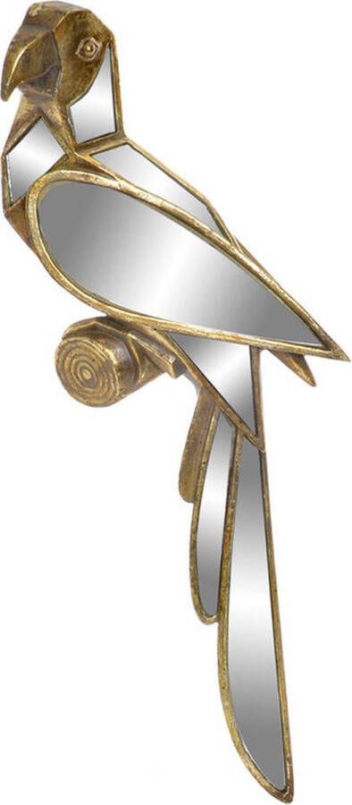 Wanddecoratie DKD Home Decor Spiegel Gouden Hars Papegaai (18 x 6 x 43 cm)