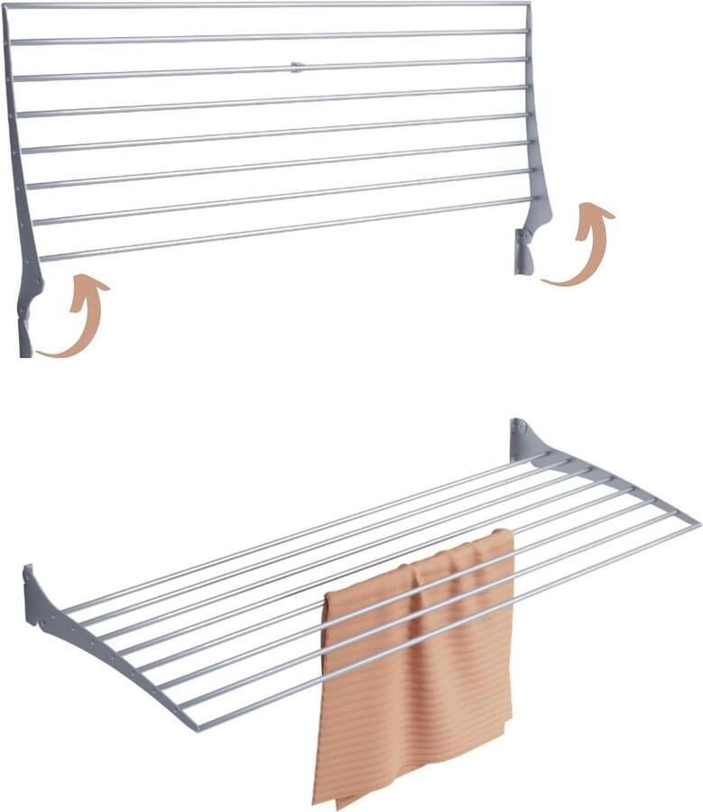 Wanddroogrek for inbouwkast Verticaal inklapbaar Aluminium en staal 116 x 50 x 10 cm Wanddroogrek
