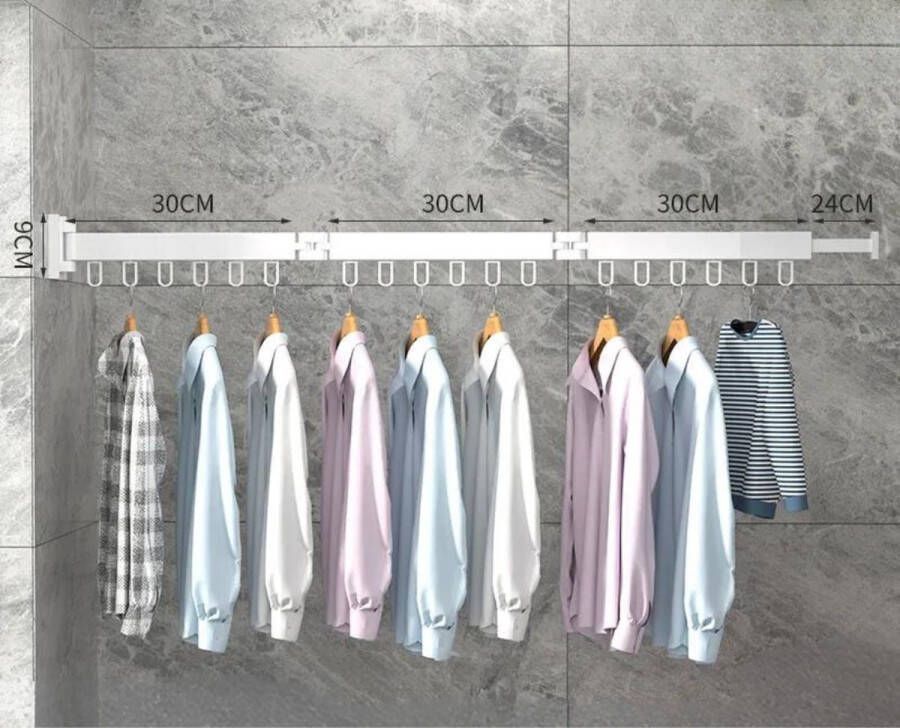 GUTEC Wanddroogrek Inklapbaar 18 Haken Droogrek Muur Wandmontage Ophangbaar Clothes Rack Uitschuifbaar + Montage Kit Wit