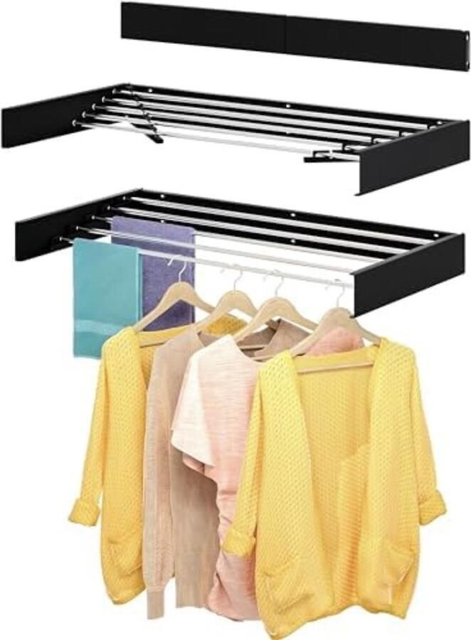 Wanddroogrek Ophangbaar Wanddroogrek Uitschuifbaar 100 CM Zwart