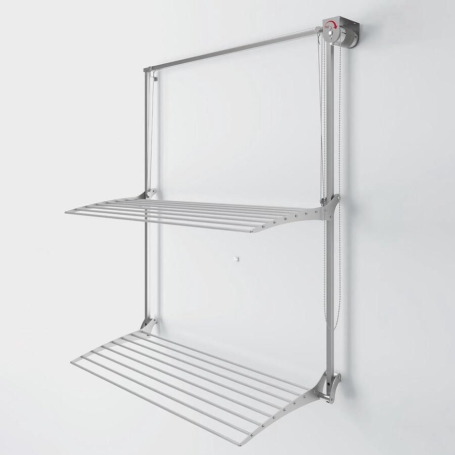 Wanddroogrek Wall Plus aan de muur gemonteerd verticaal wasrek aluminium en staal Wanddroogrek