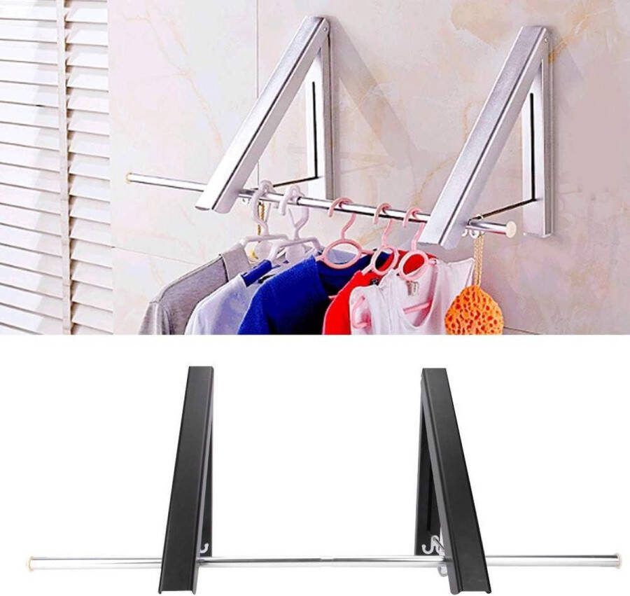 Wandgemonteerd Droogrek 120 Cm Staafruimte Aluminium Opvouwbaar Intrekbaar Droogrek Zwart