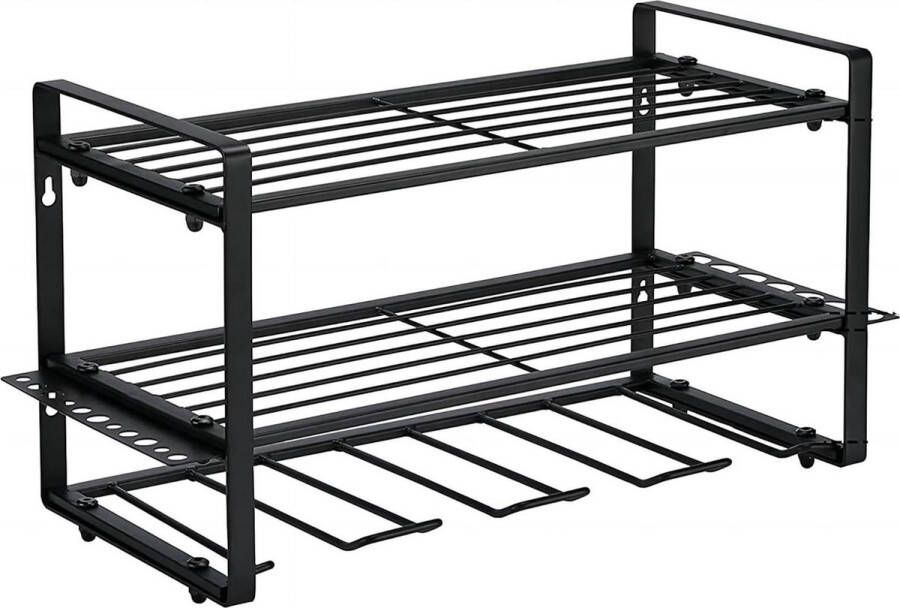 Wandgemonteerd gereedschapsrek 4-traps organizer voor elektrisch gereedschap en boorgereedschap garage en werkplaats (4 maten) opslagrek met 3 niveaus