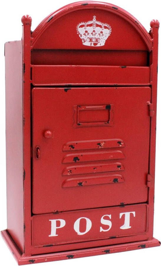 Wandgemonteerde vintage metalen brievenbus 9 x 5 9 x 14 rustiek rood