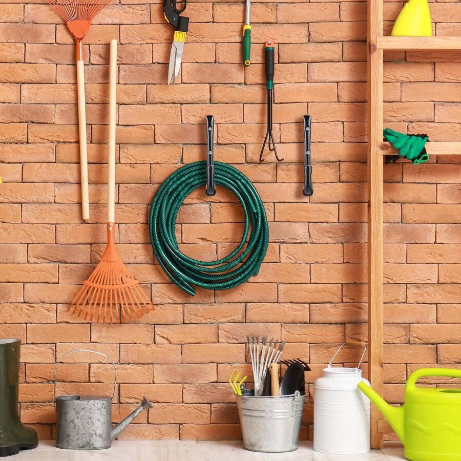 Wandhaken set van 6 tot 40 kg ophanghaken garage werkplaats kelder staal & schuimstof muurhaken zwart