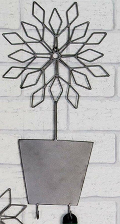 Wandhanger met 2 haakjes Metaal Bloem 42 cm