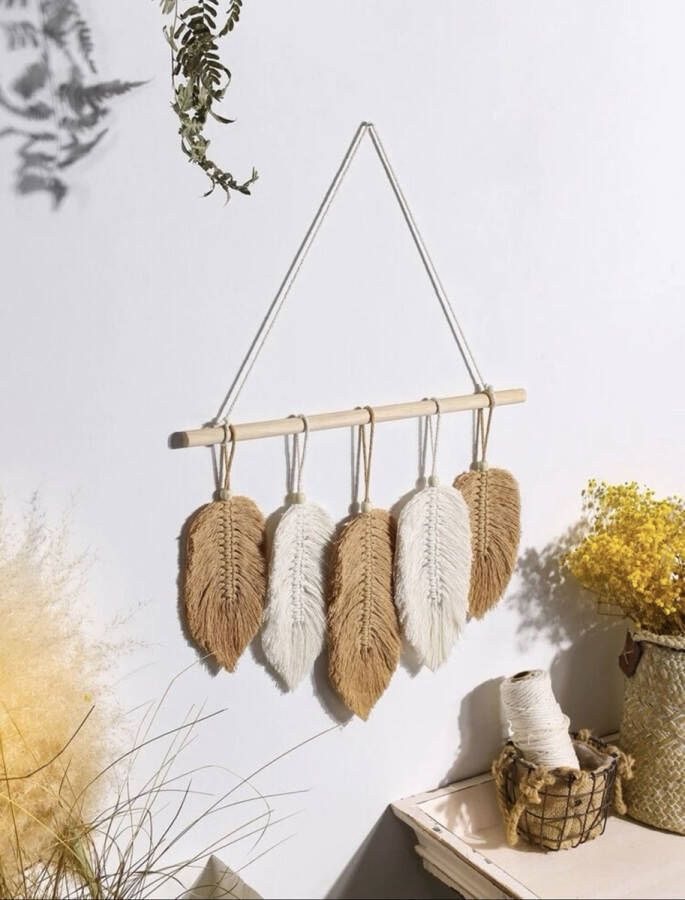 Wandhanger Wand decoratie Wand hanger met veren wand hanger Veren hanger Wand decoratie Huis Decoratie Muur decoratie Woon decoratie