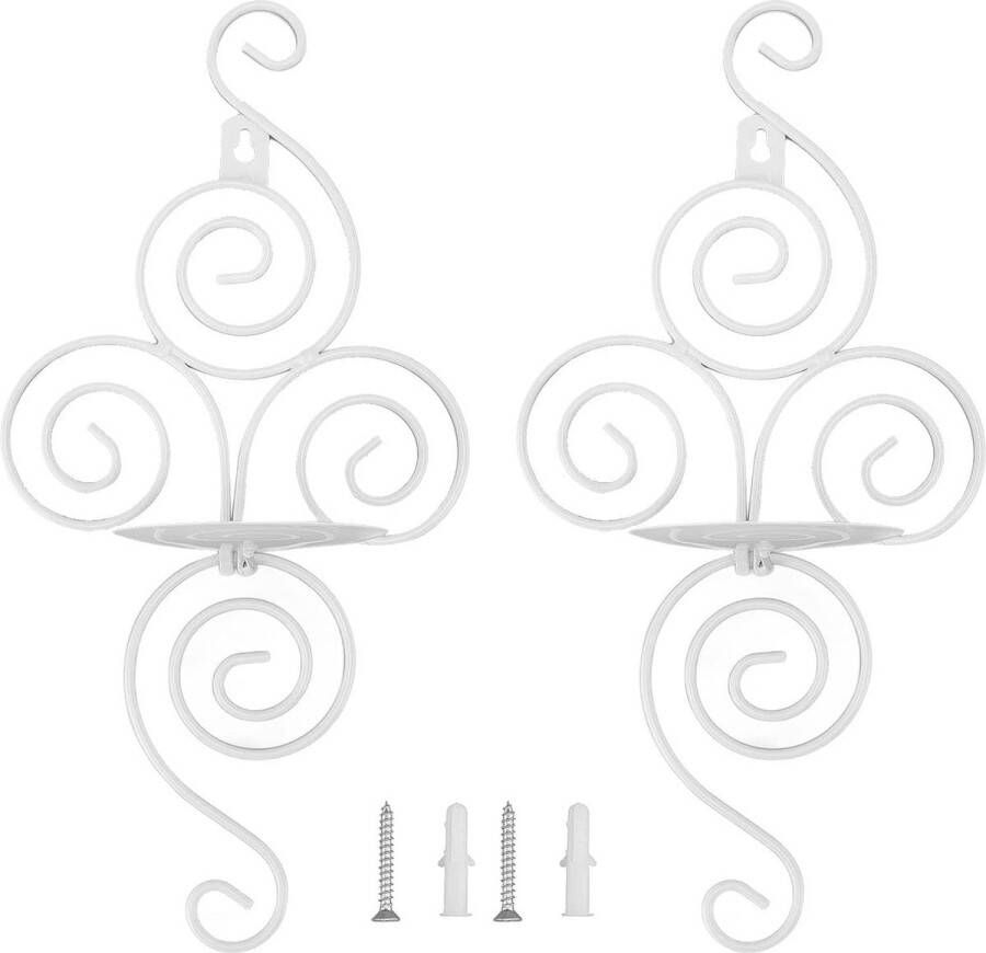 Wandkaarsenhouder smeedijzeren wandbehang kaarsenhouder wandkaarsenhouder voor woondecoratie (wit)