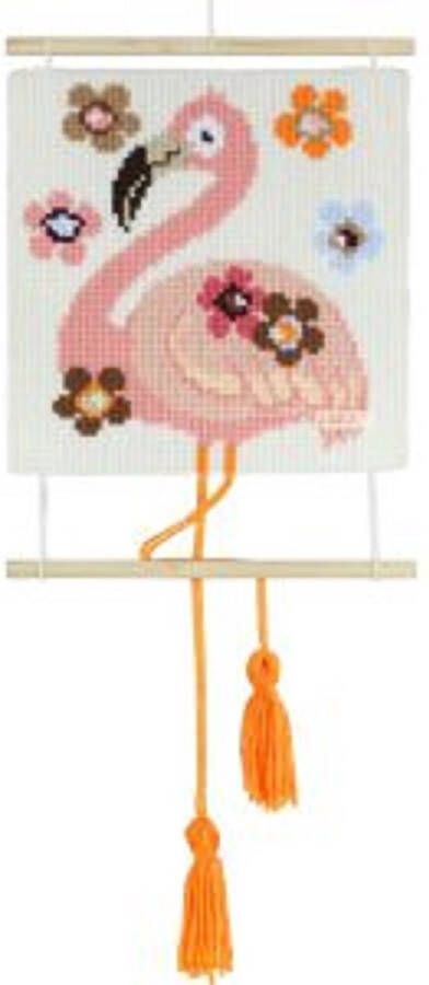 Borduurpakket Flamingo kussen-wandhanger Pako