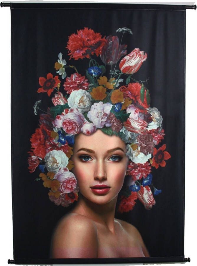 Merkloos Sans marque Groot fluwelen wandkleed Lady Flowers Velvet Multi 105 X 136 cm