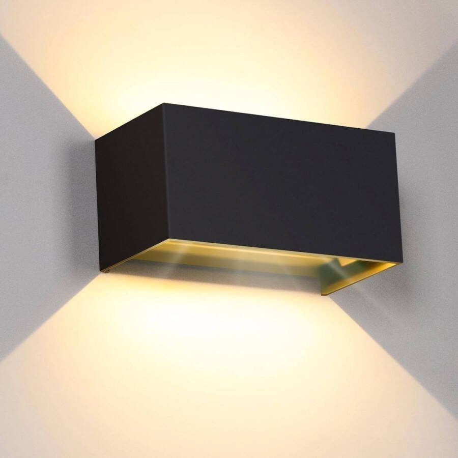 Wandlamp Binnen en Buiten LED Muurlamp 20W 3000K Warm Wit Verstelbare Waterdichte Wandverlichting IP65 Zwart