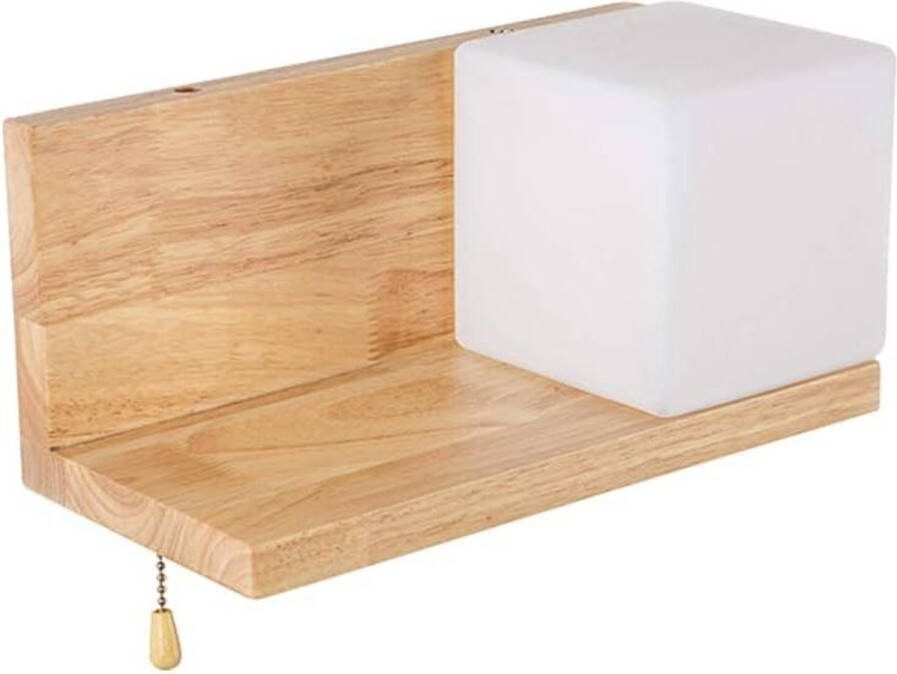 Wandlamp met E27 lamp knop schakelaar warm wit koud wit natuurlijke LED houten wandlamp binnen buiten wandverlichting voor slaapkamer badkamer gang