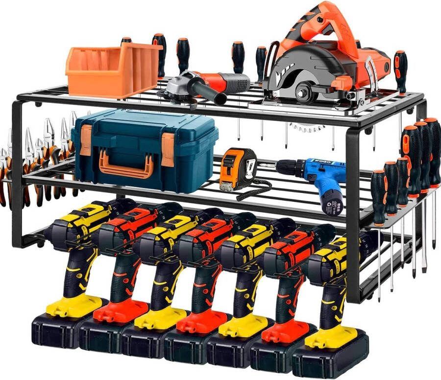 Wandmontage stijl gereedschapopslag voor elektrisch gereedschap boor multifunctionele boor gereedschapsrek 66 x 20 x 20 cm