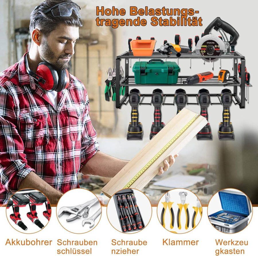 Wandmontage stijl gereedschapopslag voor elektrisch gereedschap boor multifunctionele boor gereedschaprek 49 x 20 x 20 cm