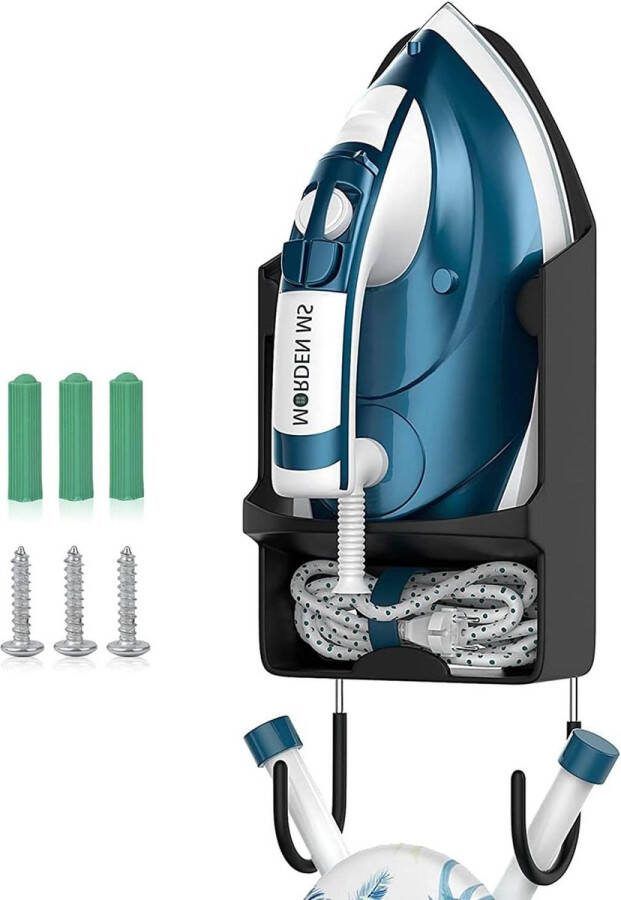 Wandmontage strijkplank houder elektrische ijzeren hanger opslag organizer voor wasruimte zwart Strijkplank