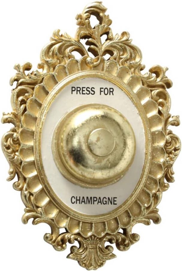 Wandobject champagne bel (decoratief bord voor champagne-liefhebbers cadeau-idee elegant design grappige wanddecoratie met aangegeven bel kleur goud wit) 1016154