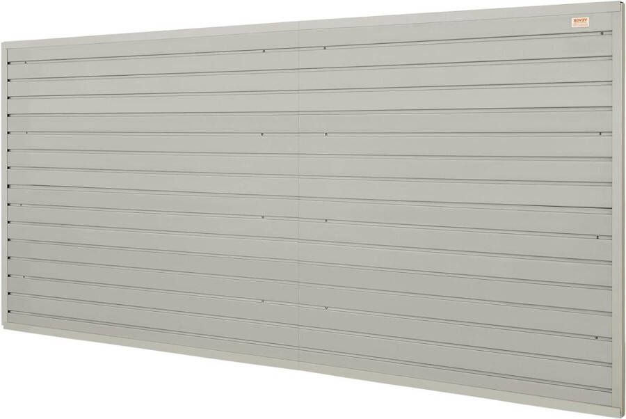 Wandpanelen gereedschapswand 2438 x 1291 cm Set van 8 panelen WPC-gereedschapshouder Organizer lamellenwand Slatwall steekbord Pegboard wandhouder Werkplaats ideaal Gereedschapswand