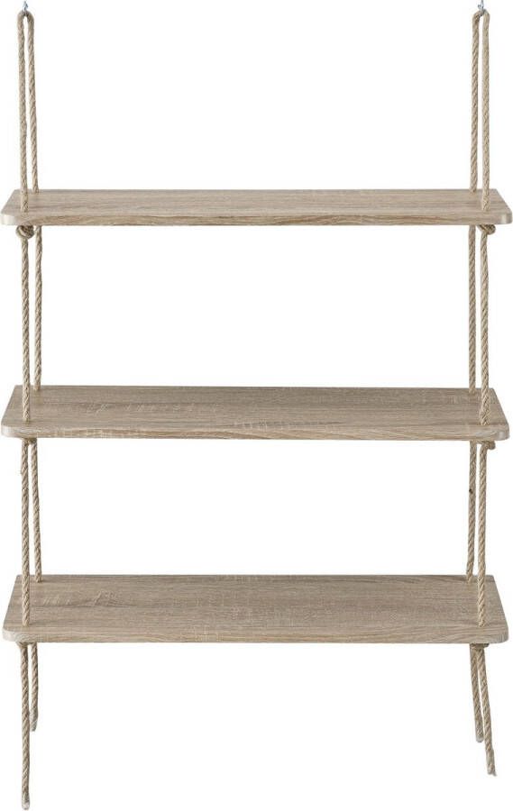 Unbranded Wandrek Bonnie Met 3 Verstelbare Planken Houtkleurig MDF met PVC Coating Decoratief Design