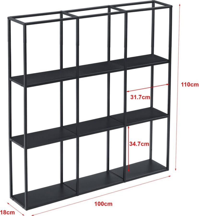 Unbranded Wandrek Mees 100x18x110cm Zwart Metaal Stijlvol Design