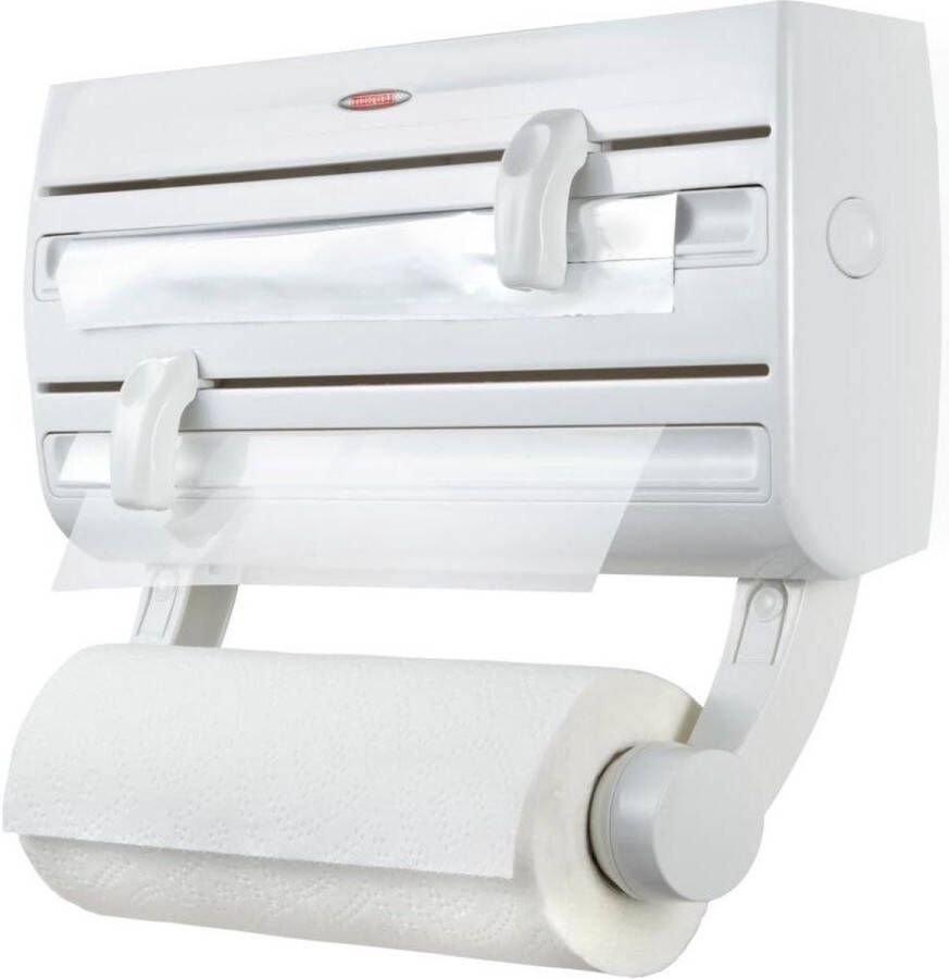 Wandrolhouder Parat F2 ComfortLine serie 3 rollen foliesnijder opbergruimte specerijen afneembare keukenrolhouder wit