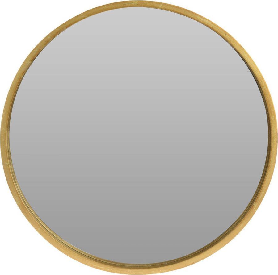 Home & Styling Ronde wandspiegel goud hout 50 cm Spiegel voor in de hal badkamer of toilet
