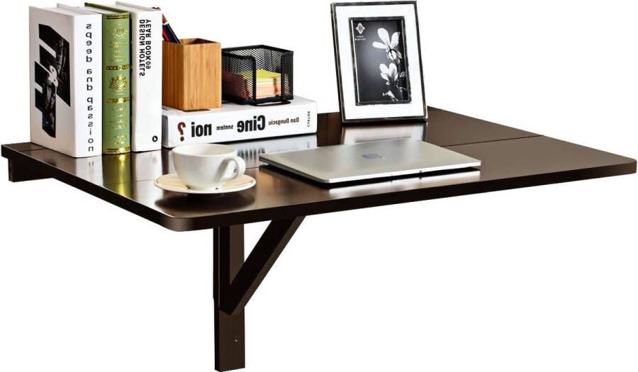 Wandtafel hangtafel inklapbaar ruimtebesparend draagbare verstelbare wandklaptafel van MDF en grenen 80 x 60 x 45 cm laptoptafel bureau voor woonkamer eetkamer (bruin)