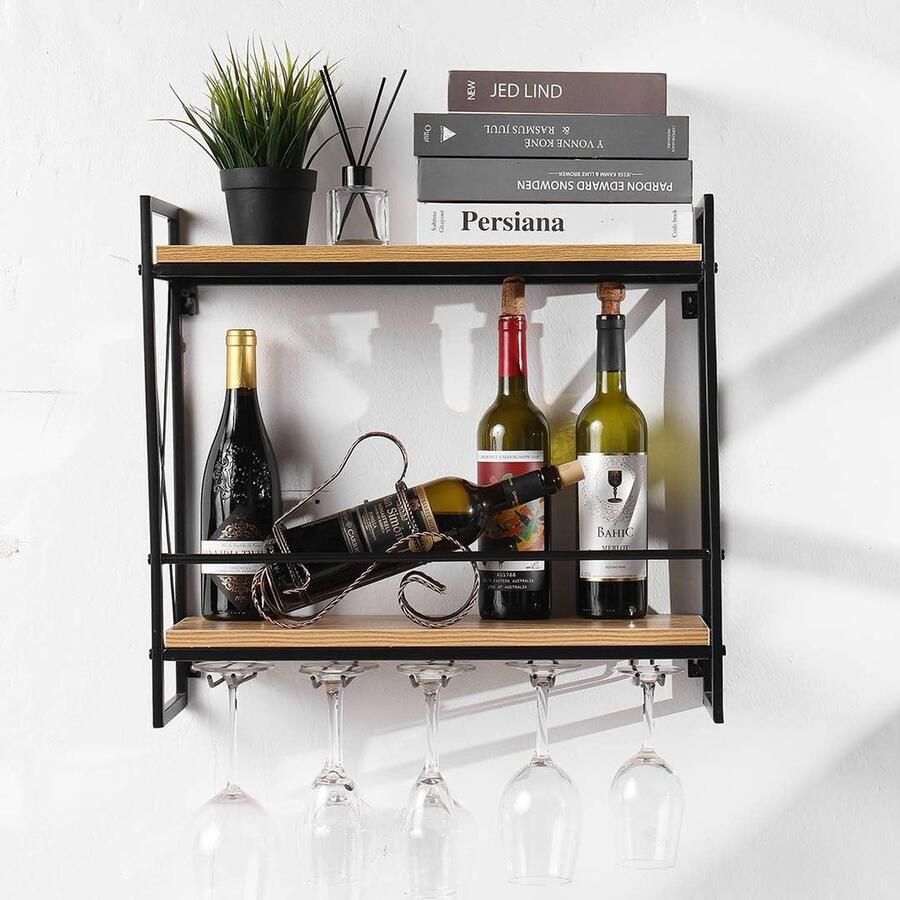 Wandmontage wijnrek 548 cm duurzaam praktisch solide en eenvoudige installatie wijnhouder elegante opslag glashouder voor keuken eetkamer wijnkelder bar met 2 populaire zoekwoorden