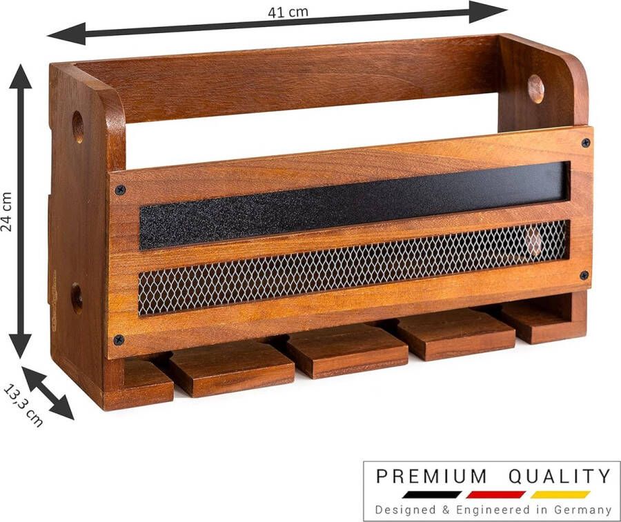 Wandwijnrek van hout met glazen houder kurkopslag krijtbord vintage flessenrek decoratieve hangkast bruin voor keuken thuis woonkamer