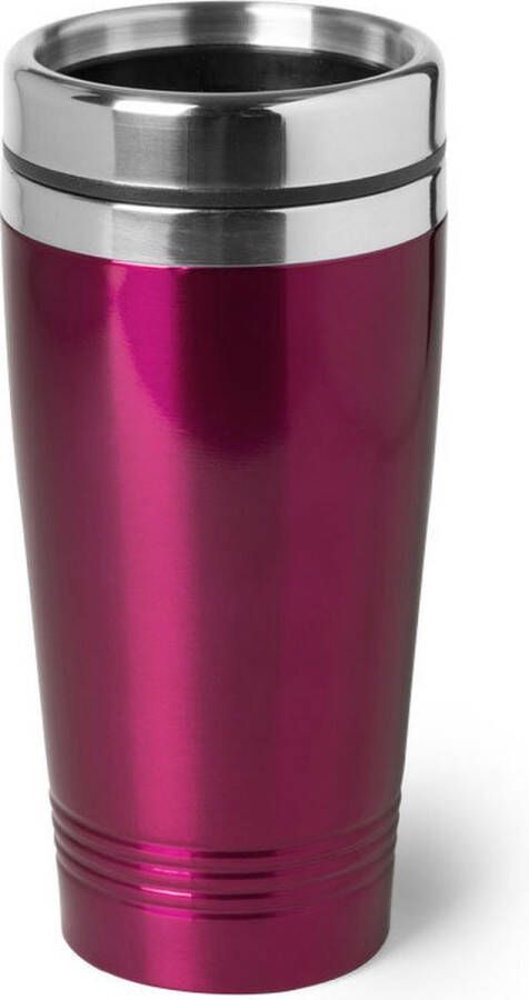 Merkloos Sans marque Warmhoudbeker warm houd beker metallic fuchsia roze 450 ml RVS Isoleerbeker thermosbekers reisbekers voor onderweg