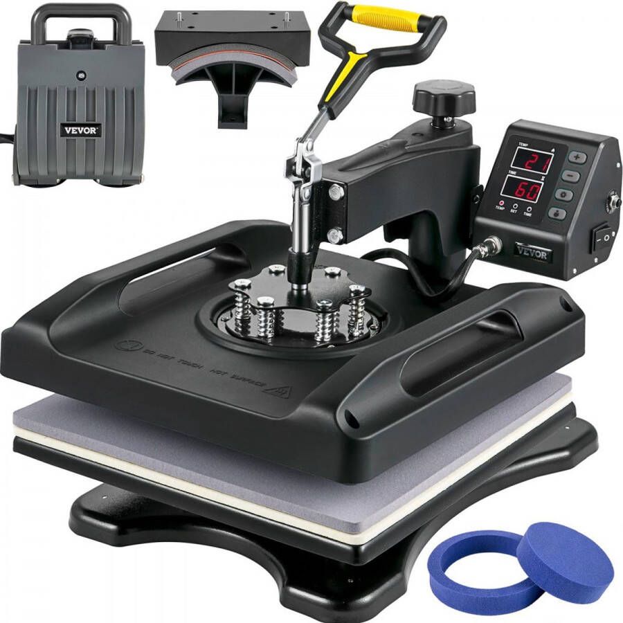 Warmte Persmachine Hittepers Heat Press Machine 1000 W Heat Press Printer 5 in 1 Transferpers Heat Transfer Machine Textielpers Drukmachine