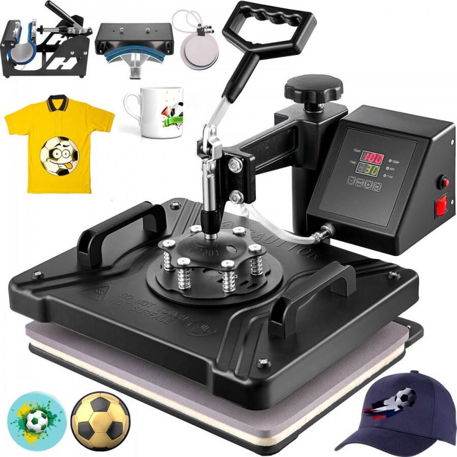 Warmte Persmachine Transferpers Hittepers 5 In 1 Heat Press Transfer Sublimation Steel Frame Multifunctional Digital Transfer