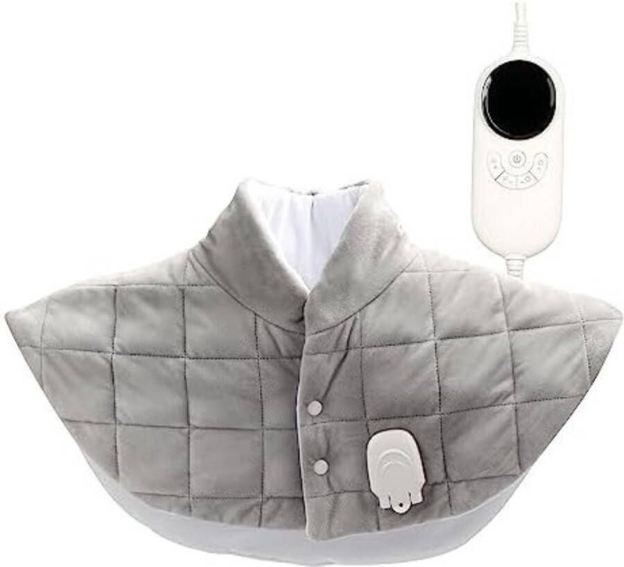Warmtekussen met Automatische Uitschakeling voor Rug Schouder Nek snelle Verwarming Koolstofvezel Verwarmingskussen Micropluche Nekwarmer 6 Warmteniveaus 57x58 cm Grijs