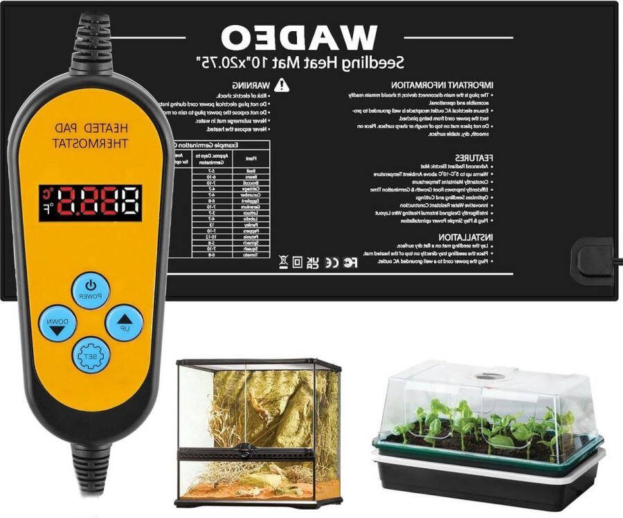 Warmtemat Planten Verwarmingsmat Zaailingen Thermostaat Waterdicht 25-x-52-cm